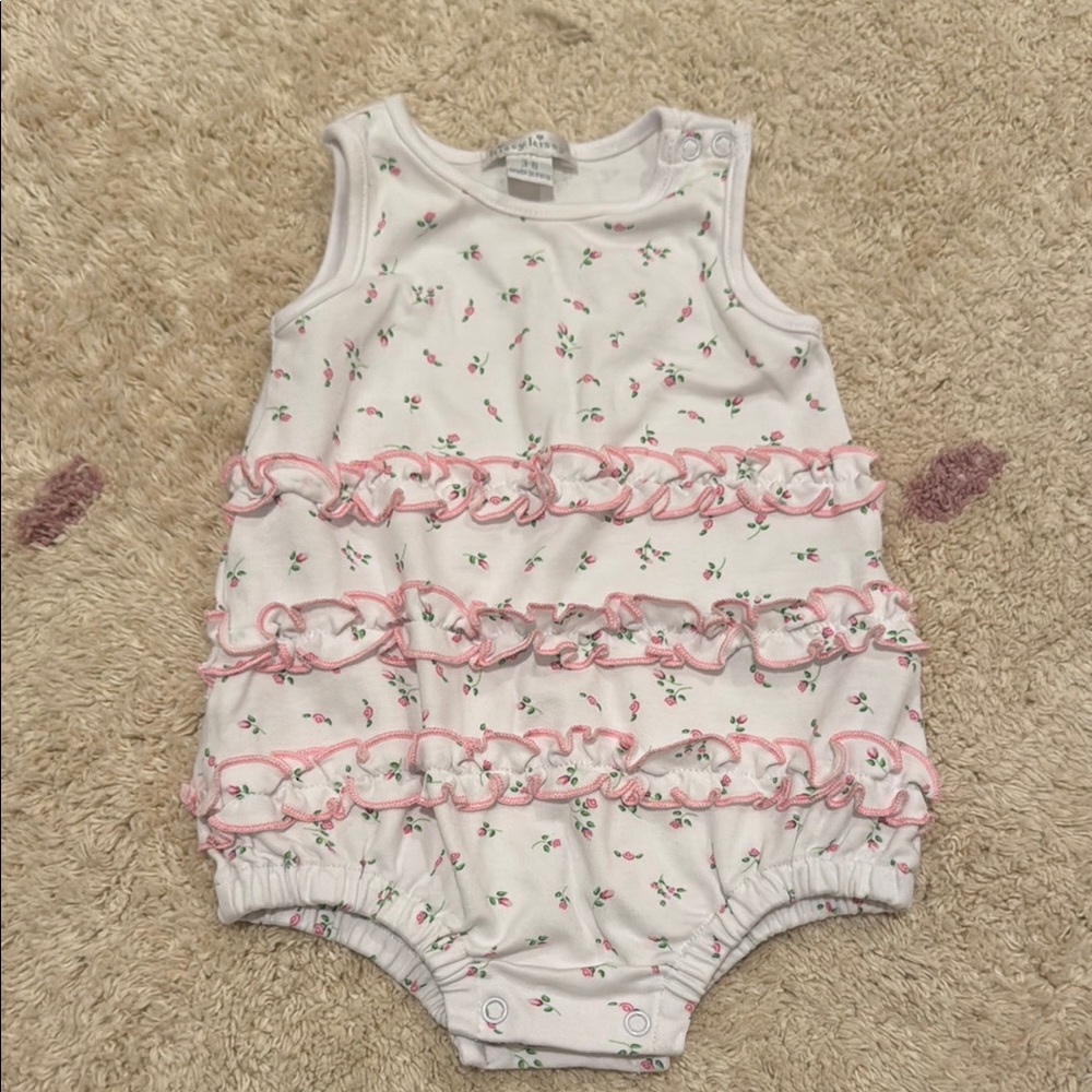 Kissy Kissy White Romper with Pink Floral Design